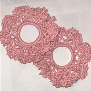 Set of 2 Pink Crochet Hair Scrunchies